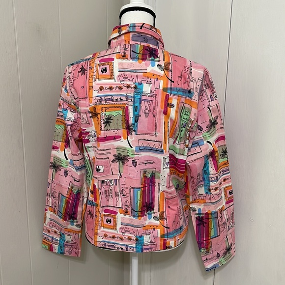 New Direction Colourful Pink Jacket Button up with collar size Medium - Picture 7 of 10